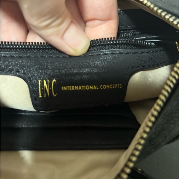 INC International Concepts Black Faux Suede Butterfly Wristlet Clutch Like New - Picture 6 of 8